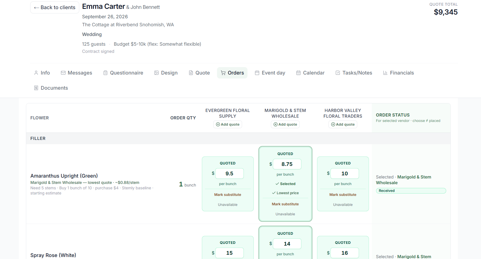 Stemly Compare Quotes with side-by-side wholesaler prices